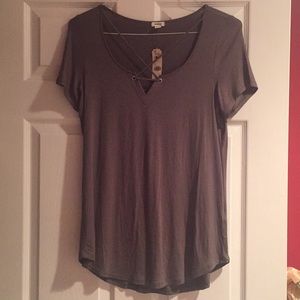 NWT Garage Army Green T Shirt Cross Front